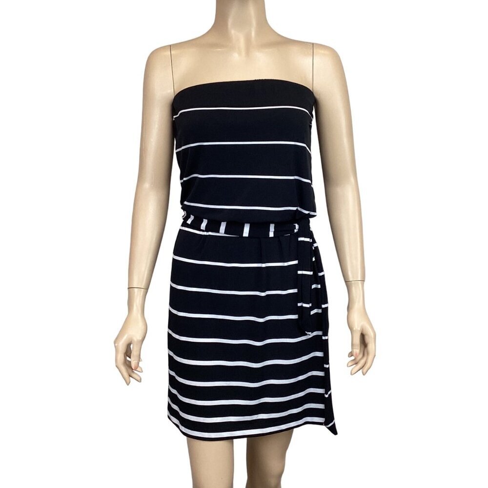 White House Black Market Strapless Black‎ & White Striped Dress XS Xsmall